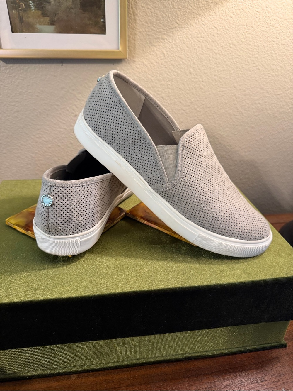 Steve Madden Perforated Slip-On Sneakers in Light Gray